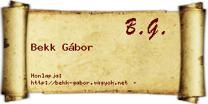 Bekk Gábor névjegykártya
